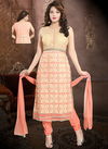 Peach N F A LINE CHURIDAR 02 Designer Festive Wear Worked Readymade Salwar Suit Collection N F C 036 Peach